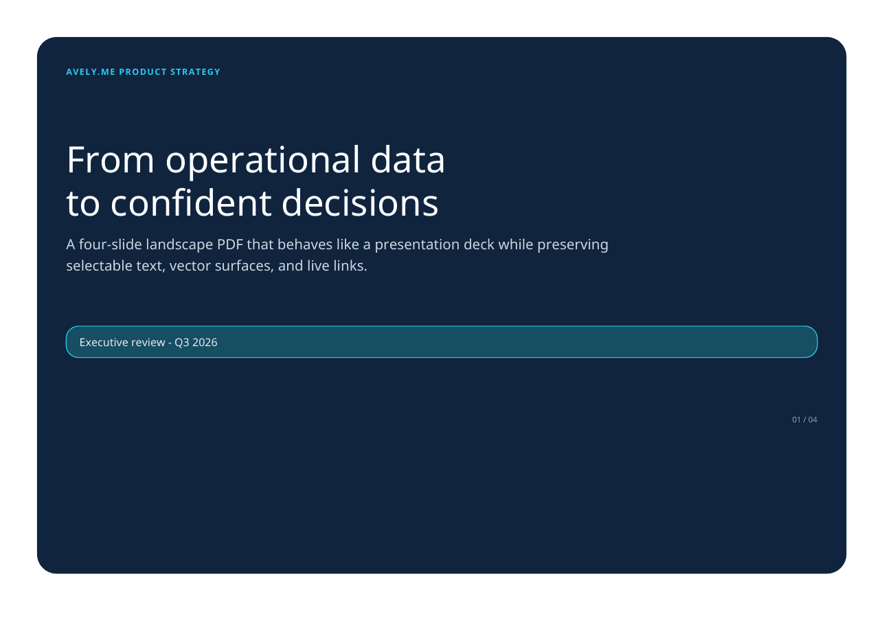 Cover slide titled From operational data to confident decisions